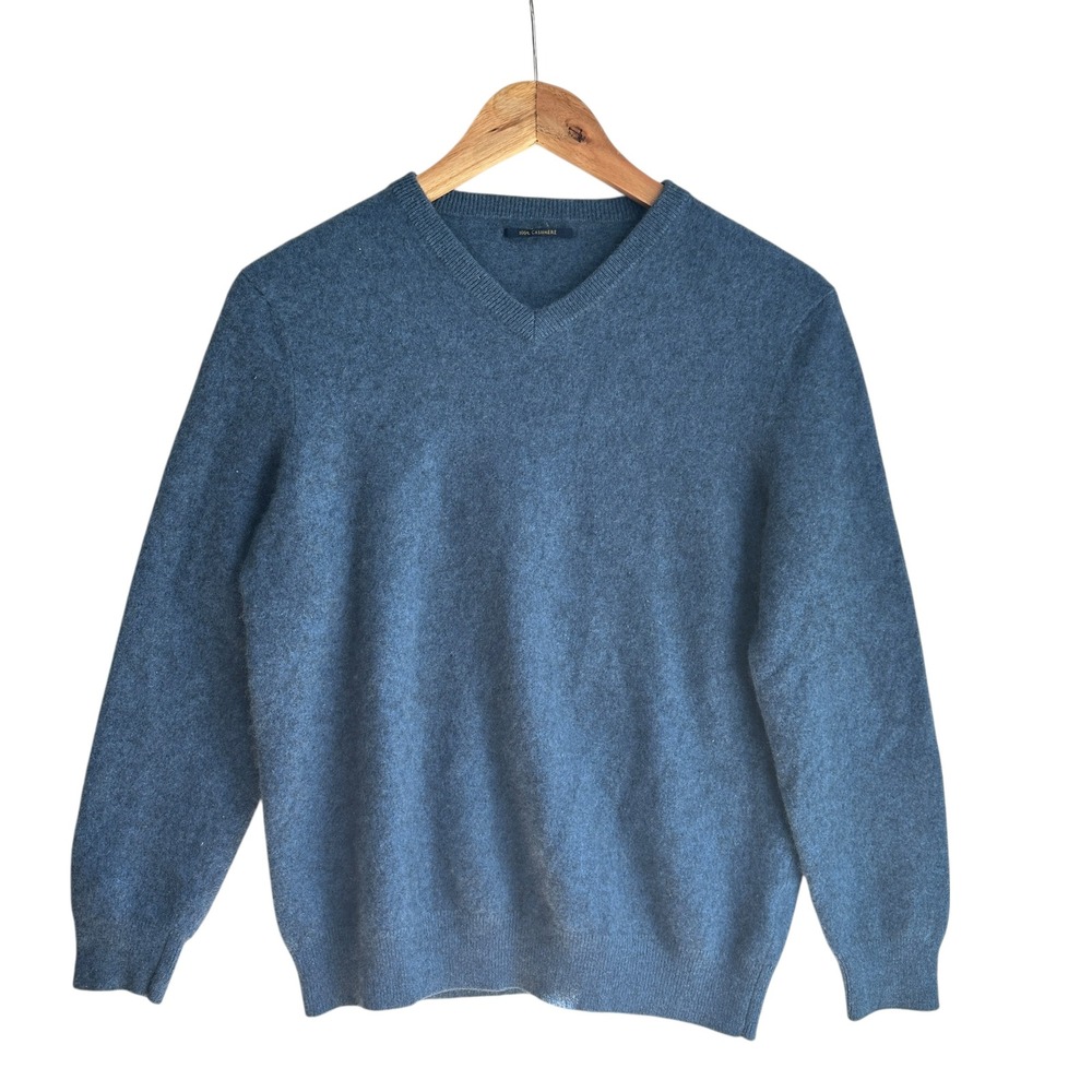 Charter Club 100% Cashmere Sweater‎ Blue Pullover Medium Minimalist Classic Chic